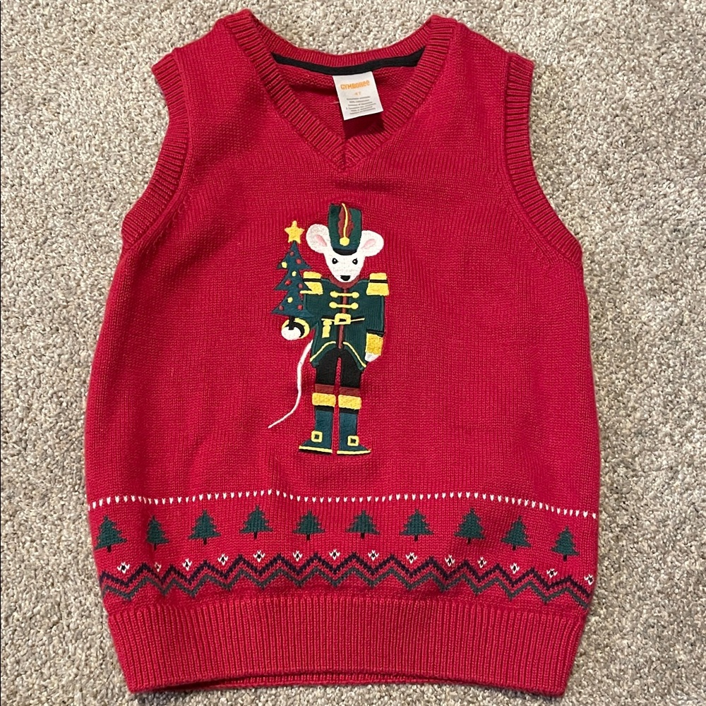Gymboree Christmas Sweater Vest with Black Trim